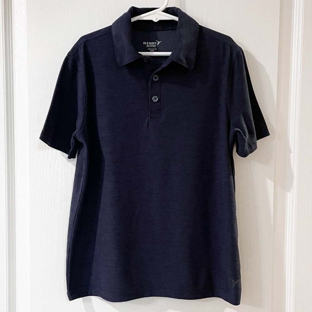 Old Navy Boys Active Breathe On Performance Navy Blue Heather Polo Size 8 Medium